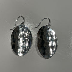 Sterling Silver Oval Earrings -2.75" Long