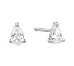 Sterling Silver Rhodium Plated Pear Earrings