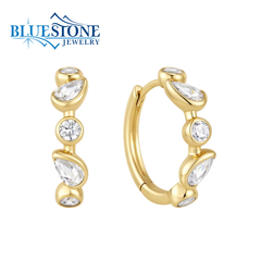 Medium 14KYG Plated CZ Hoop Earrings