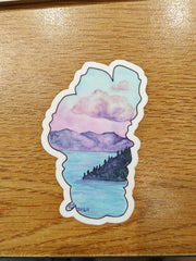 1.75"x3" Lake Tahoe Sticker with Original artwork by local artist Alex