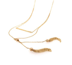 14 Karat Yellow Gold Layered Tasseled Design Necklace measuring 18 inches