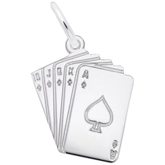 Sterling Silver with Rhodium Plating Cards Charm.