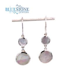 Sterling Silver Wire Earrings w/ White Mother of Pearl