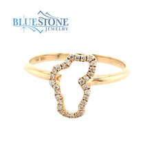 14K Yellow Gold Lake Tahoe Ring with Diamond -size 8