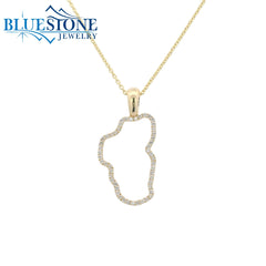 Medium 14KYG Diamond Lake Tahoe Outline Pendant