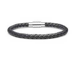 Blue Leather Bracelet with Steel Clasp- Small 7.5 Inches