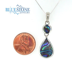 Sterling Silver Rhodium Plated Pendant Featuring One Round and One Tea
