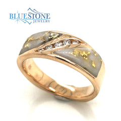 14 Karat Yellow Gold Diamond and Gold Quartz Ring