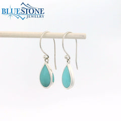 Sterling Silver Wire Earrings with Pear Cut Turquoise