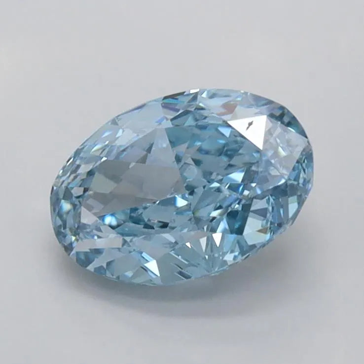 1.11ct Oval Lab Grown Diamond (Colour Fancy Vivid Blue, Clarity VS1, IGI Certified)