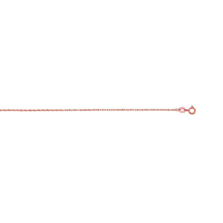 14K Rose Gold .85mm Machine Rope 20 Chain (Carded) with Spring Ring Lock