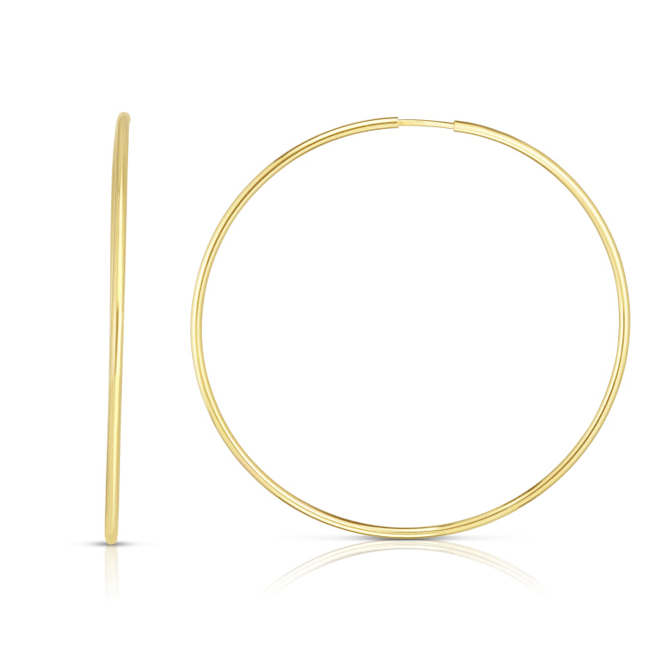 14K Yellow Gold 1.2x35mm Endless Hoop Earring
