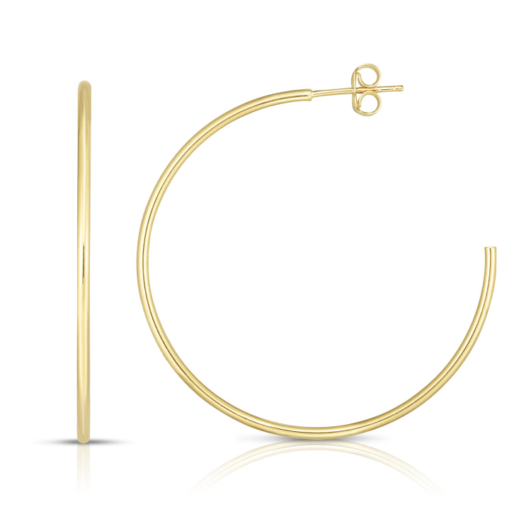 14K Yellow Gold 1.5x40mm  C Hoop  with Push Back Closure