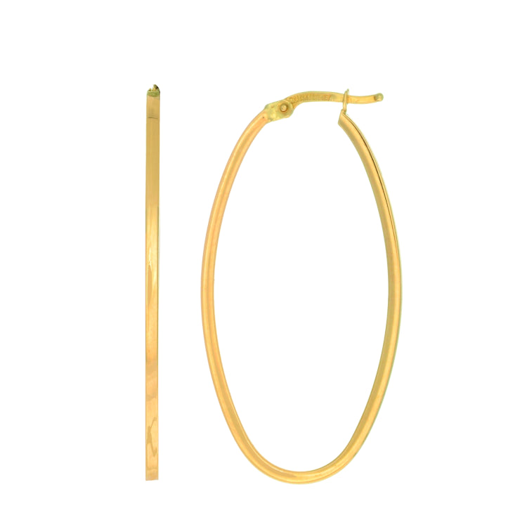 14K Yellow Gold Large Oval Hoop Earring