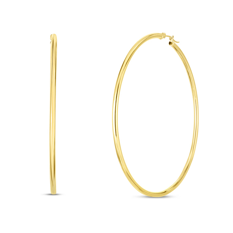 14K Yellow Gold 2x60mm Polished Hoop Earring