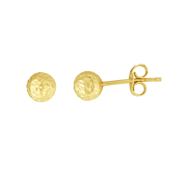 14K Yellow Gold 5mm Crystal Cut Post Earring