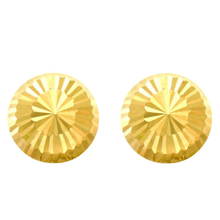 14K Yellow Gold Large Diamond Cut Burst Post Earring