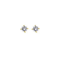 14K Yellow Gold 4mm Round CZ Stud Earring
