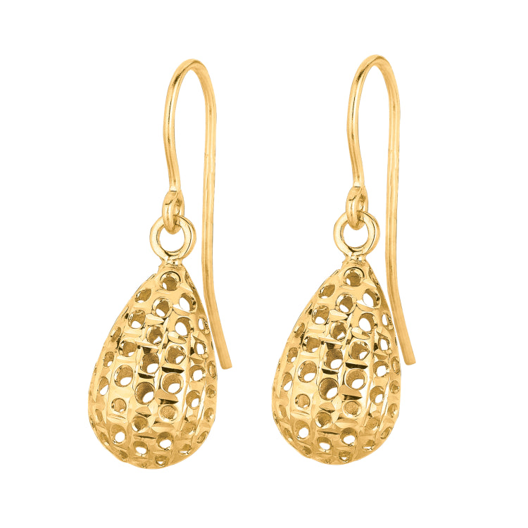 14K Yellow Gold Small Open Tear Drop Earring