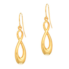 14K Yellow Gold Polished Infinity Drop Earring