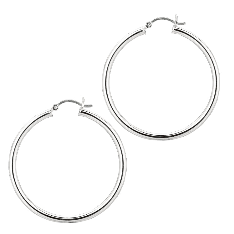 Sterling Silver 3x40mm Hoop Earring
