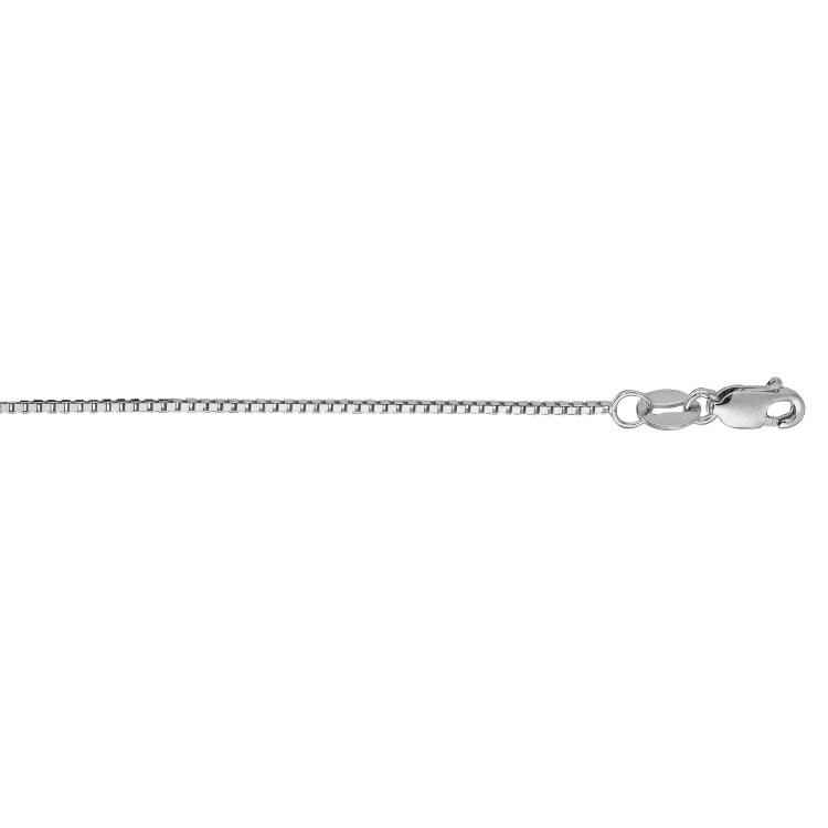 14K White Gold 0.75mm Classic Box 20 Chain with Lobster Lock