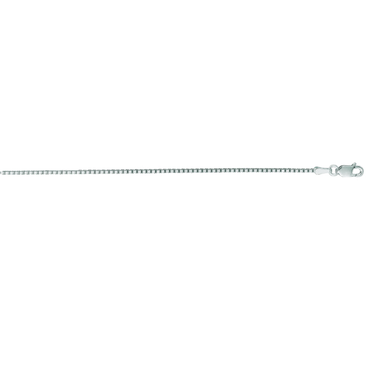 14K White Gold 1.1mm Classic Box 16 Chain with Lobster Lock