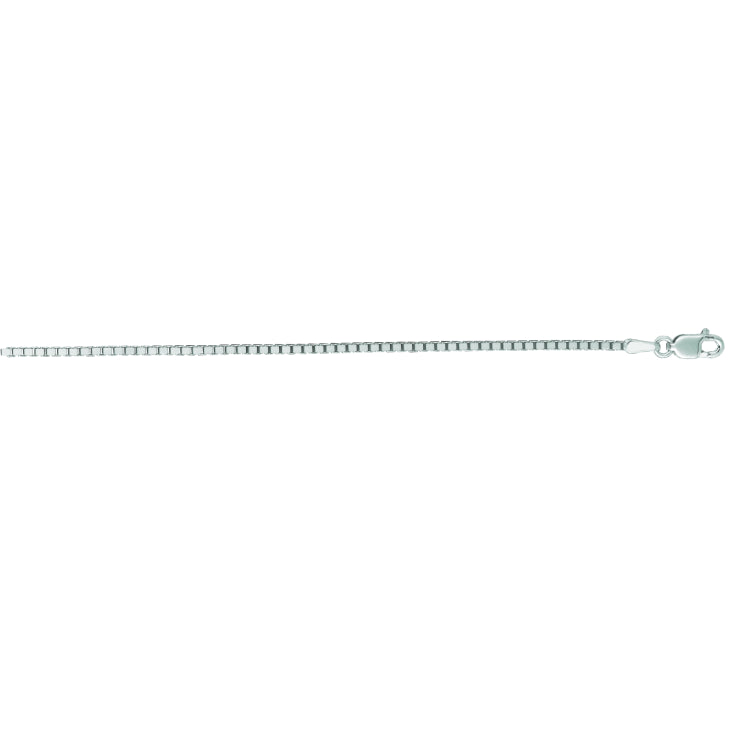 14K White Gold 1.4mm Classic Box 22 Chain with Lobster Lock