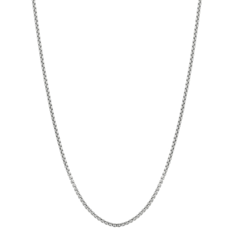 14K White Gold 1.8mm Lite Round Box 24 Chain with Lobster Lock