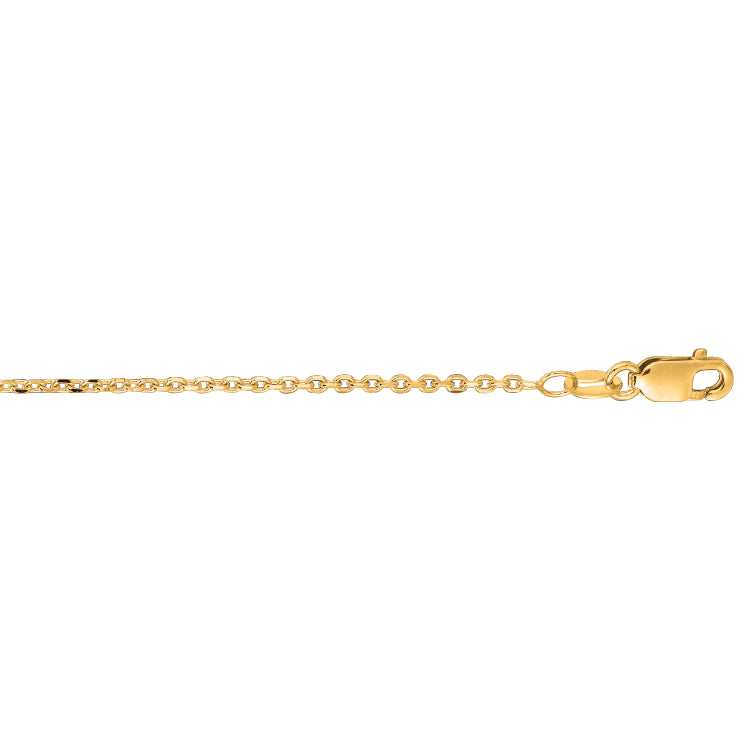 14K Yellow Gold 1.3mm Diamond Cut Cable 20 Chain with Lobster Lock