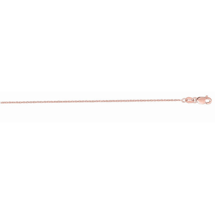 14K Rose Gold 1.3mm Diamond Cut Cable 20 Chain with Lobster Lock