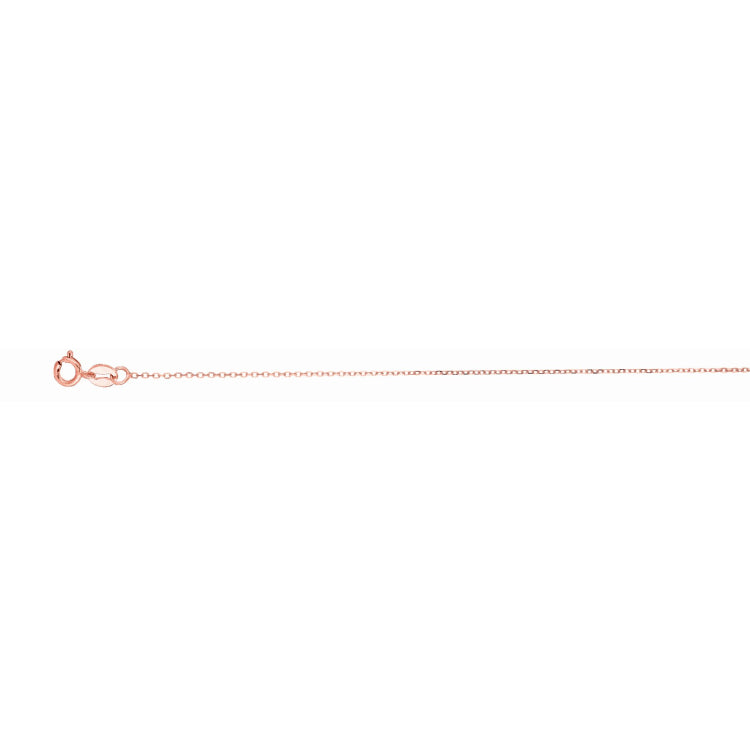 14K Rose Gold 0.87mm Diamond Cut Cable 18 Chain with Spring Ring Clasp