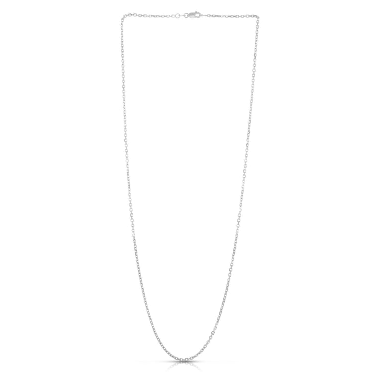 14K White Gold 1.9mm Diamond Cut Cable 24 Chain with Lobster Lock