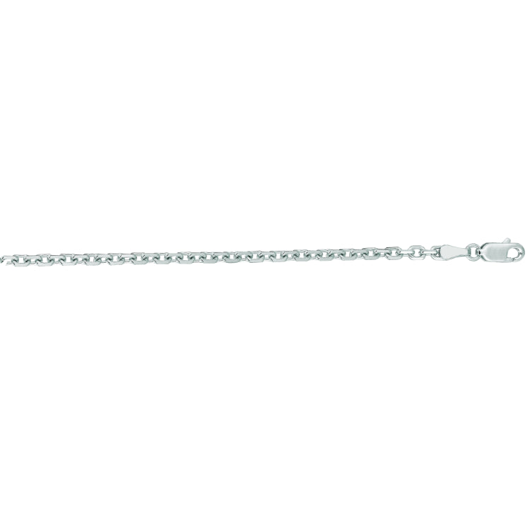 14K White Gold 3.1mm Diamond Cut Cable 24 Chain with Lobster Lock