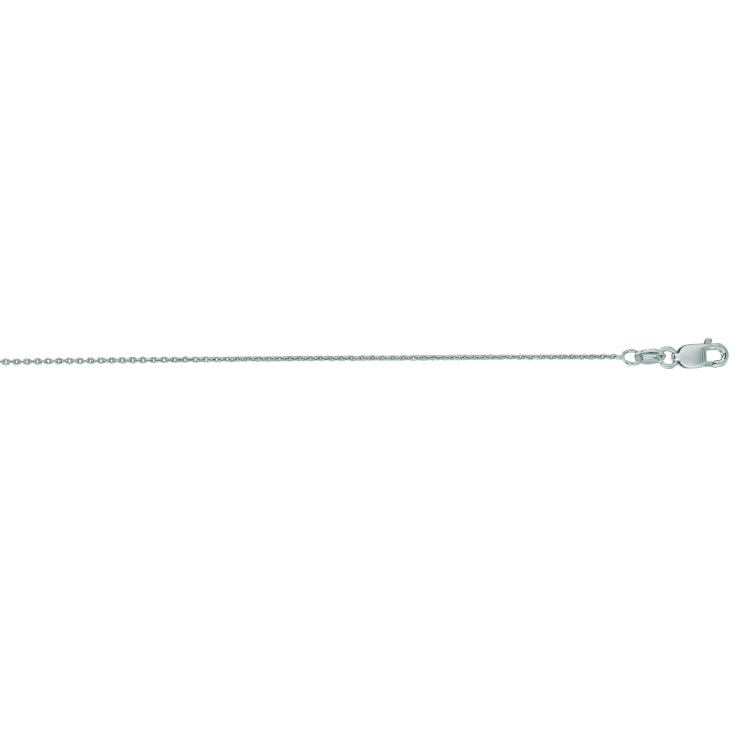 14K White Gold 0.97mm Oval Cable 20 Chain with Lobster Lock