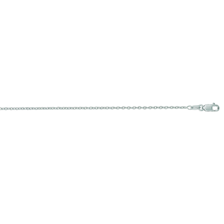 14K White Gold 1.5mm Oval Cable 20 Chain with Lobster Lock