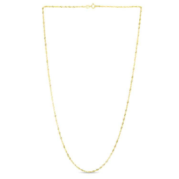14K Yellow Gold 1.3mm Singapore 18 Chain with Spring Ring Clasp