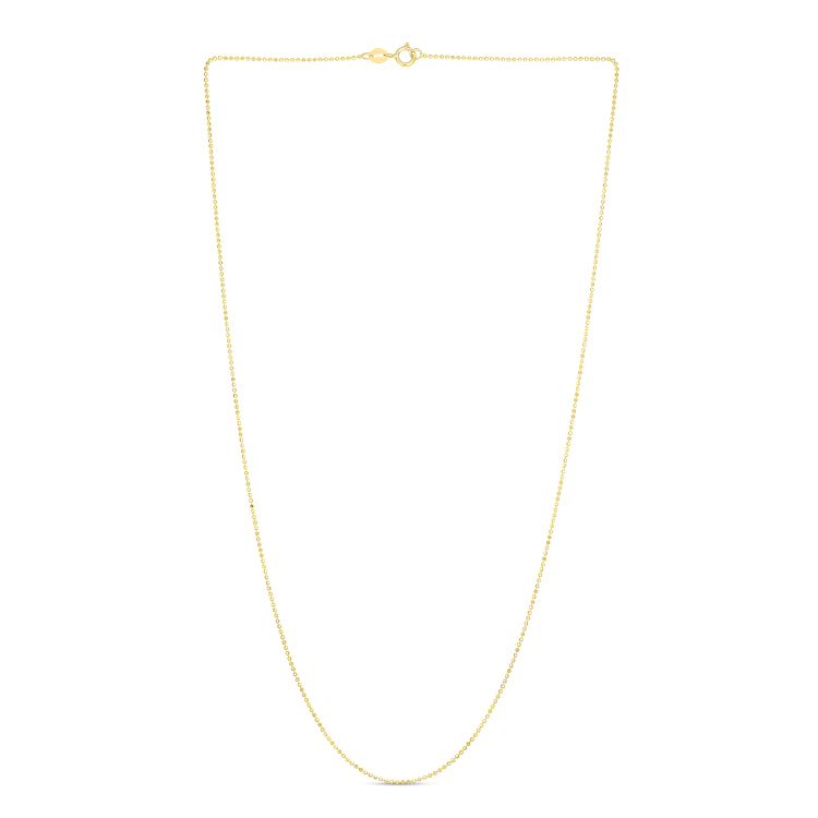 14K Yellow Gold 0.9mm Diamond Cut Bead 20 Chain with Spring Ring Clasp