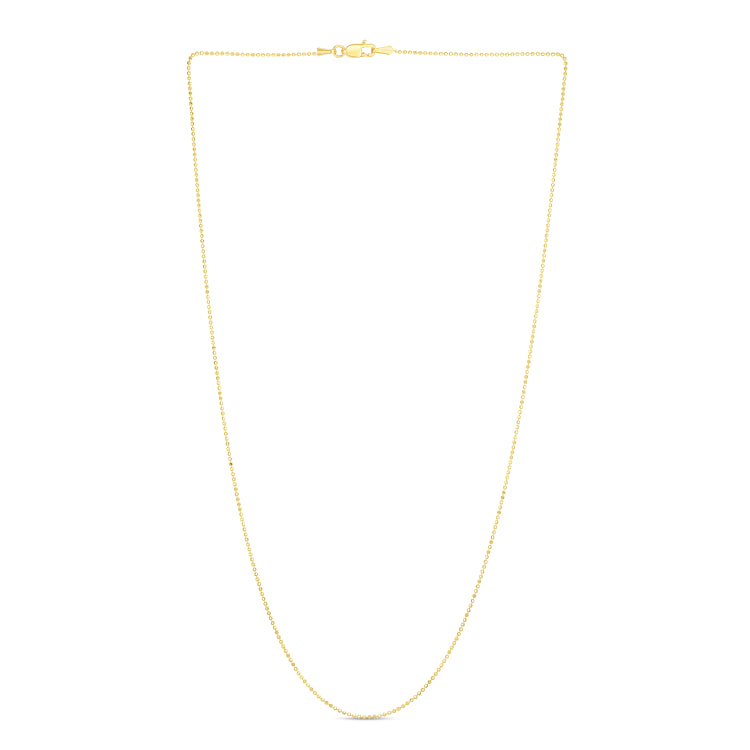 14K Yellow Gold 1.1mm Diamond Cut Bead 18 Chain with Lobster Lock
