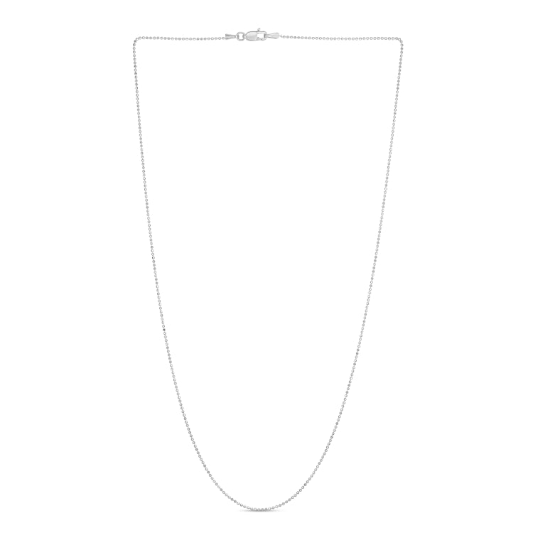 14K White Gold 1.5mm Bead 18 Chain with Lobster Lock