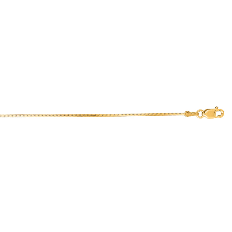 14K Yellow Gold 0.9mm Round Snake 24 Chain with Lobster Lock