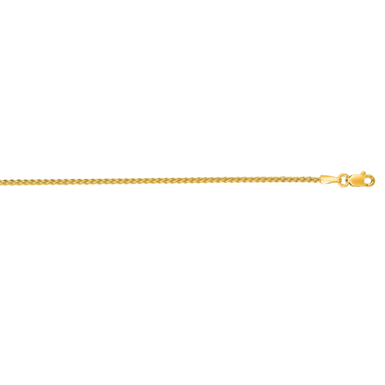 14K Yellow Gold 1.5mm Round Wheat 20 Chain with Lobster Lock
