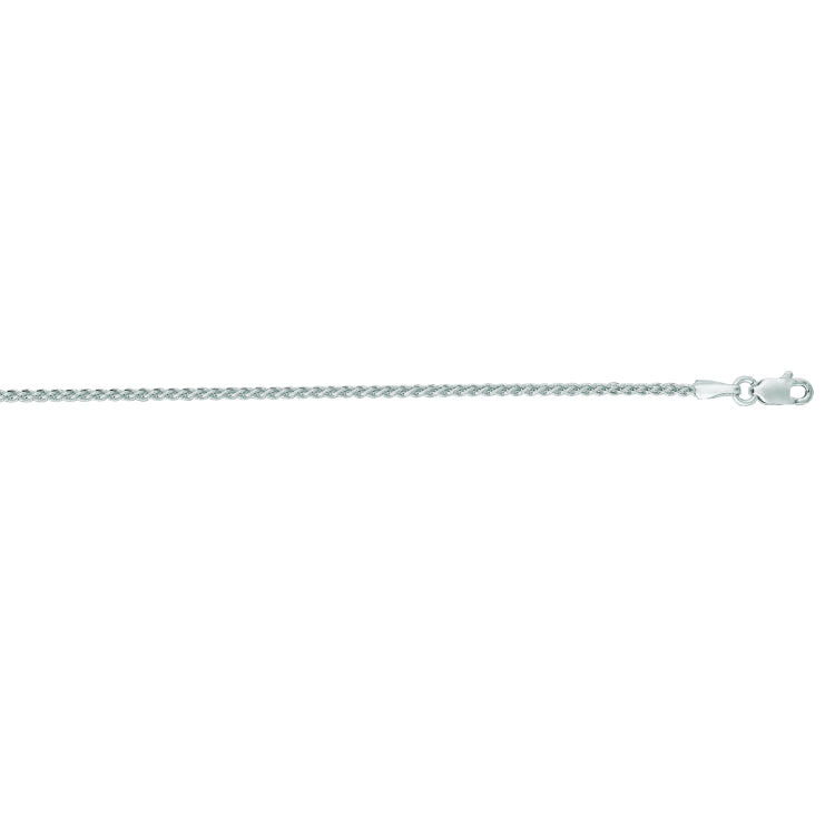 14K White Gold 1.5mm Round Wheat 22 Chain with Lobster Lock