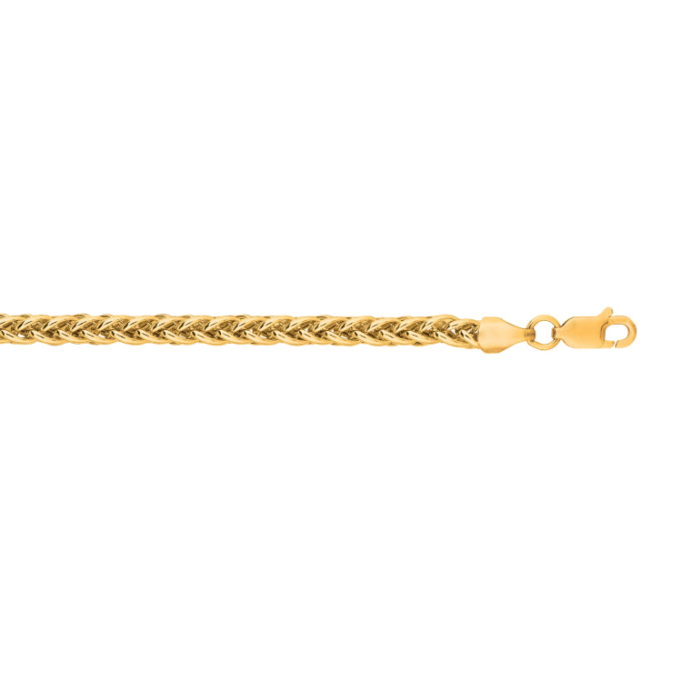 14K Yellow Gold 3.2mm Lite Round Wheat 20 Chain with Lobster Lock