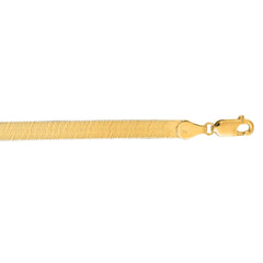 14K Yellow Gold 7 6mm Imperial Herringbone Chain Bracelet with Lobster Lock