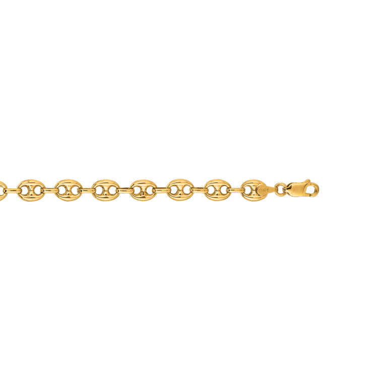 14K Yellow Gold 6.8mm Lite Puffed Mariner 18 Chain with Lobster Lock