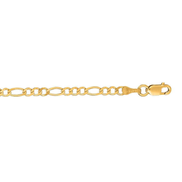 14K Yellow Gold 3.1mm Figaro 24 Chain with Lobster Lock