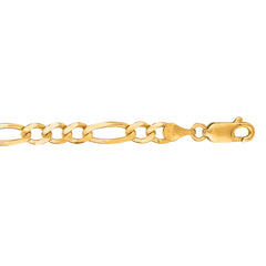 14K Yellow Gold 4.5mm Figaro 7 Chain Bracelet with Lobster Lock