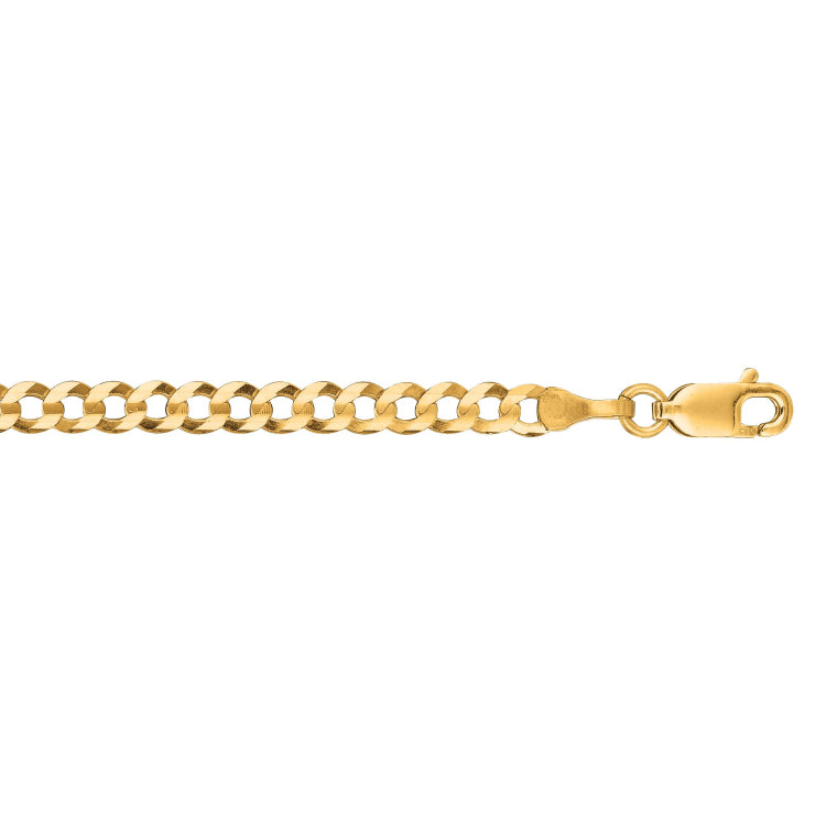 14K Yellow Gold 3.2mm Comfort Curb 20 Chain with Lobster Lock
