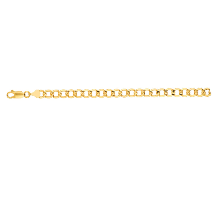 14K Yellow Gold 8 6.2mm Lite Curb Chain Bracelet with Lobster Lock